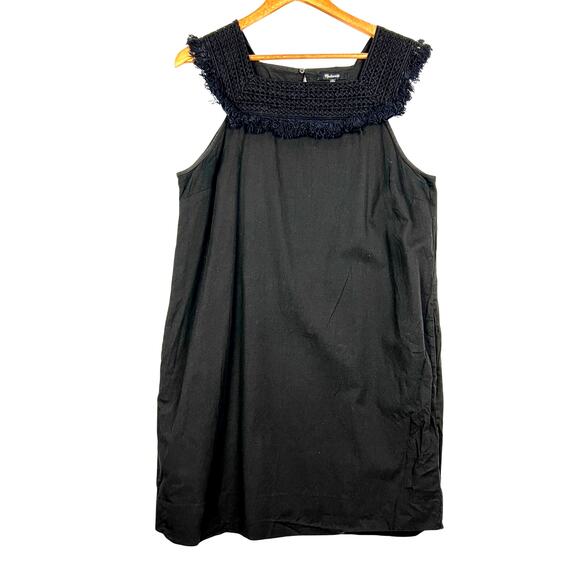 Madewell Embroidered Neckline Wander Black Women’s Cotton Modal Shift Dress 12 - Picture 1 of 12